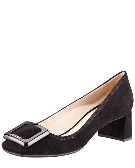 prada suede black closed toe pumps stilleto|Prada shoes.